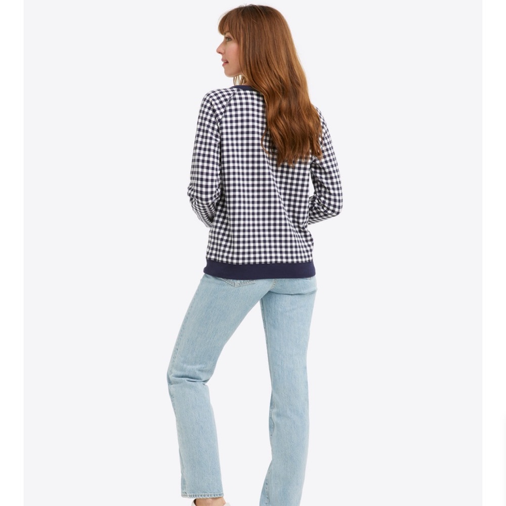 Draper James Natalie navy gingham sweatshirt - Picture 5 of 5